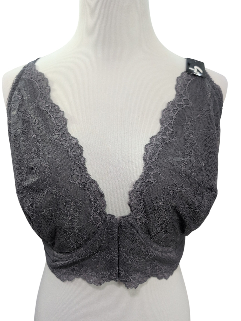 Gossard Lace Bra Gray, Front Closure, Pretty Back, NWT, Size 42G